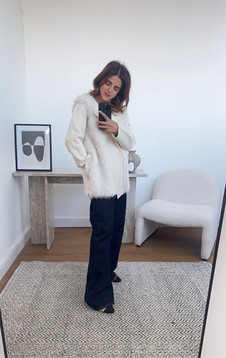 Ivory Faux fur cardigan - Briana - Fash Focused