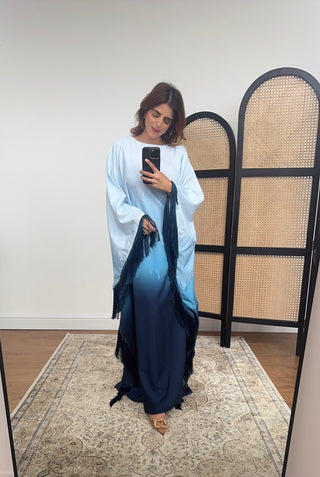 Blue fringe ombré kaftan- sulaf - Fash Focused
