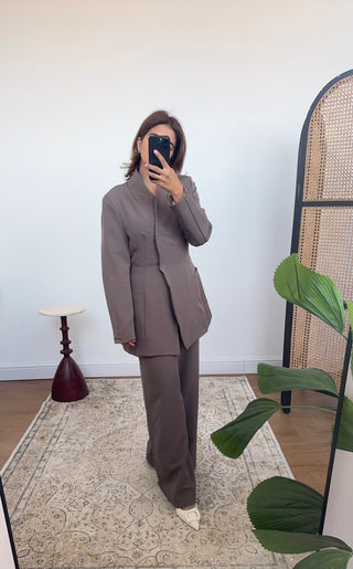 Taupe blazer coord set- halia