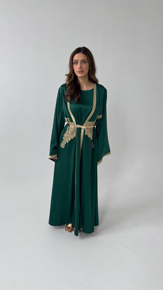 Emerald two piece kimono set- lujain - Fash Focused