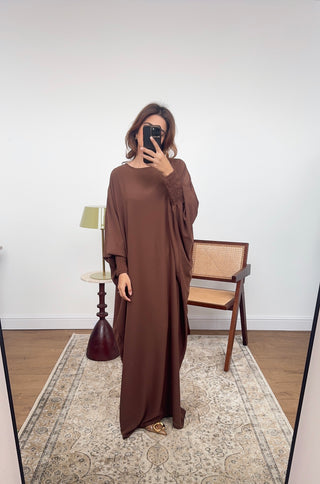 Coco basic abaya with elasticated sleeve- Dina - Fash Focused