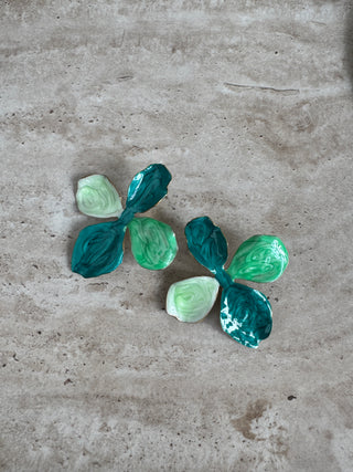 Emerald petal earrings