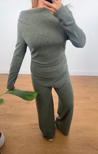 olive basic loungewear coord - Verity - Fash Focused