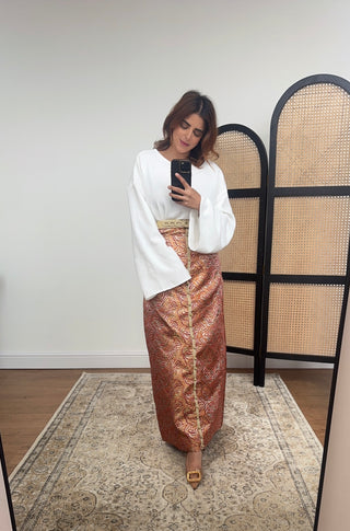 Orange brocade skirt coord-  aurora - Fash Focused