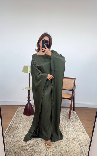 Olive Shimmer Butterfly kaftan- velora - Fash Focused