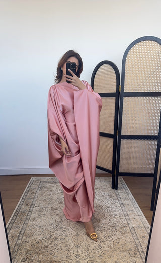 Pink draped kaftan with inner tie belt- arwa - Fash Focused