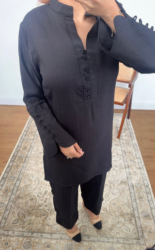 Black collar coord set- sara - Fash Focused