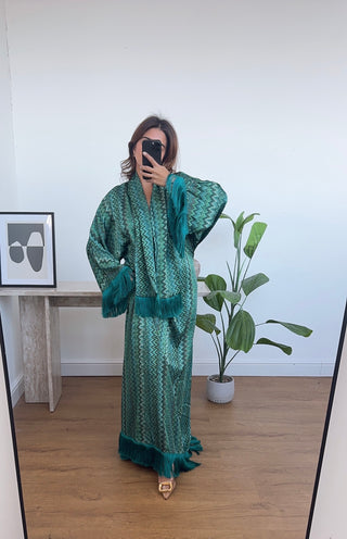 Emerald printed fringe dress- vinya