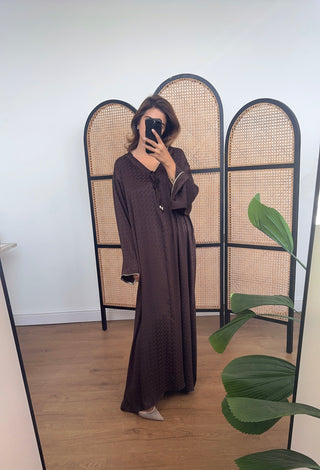 Coco satin check long sleeve dress