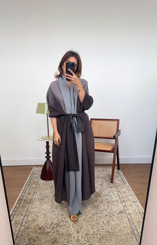 Grey/black pleated kimono - dani - Fash Focused