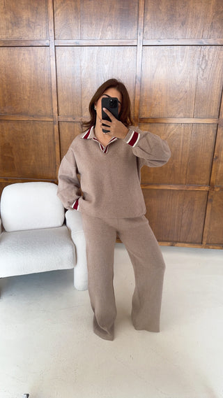 Taupe knit coord- riviera