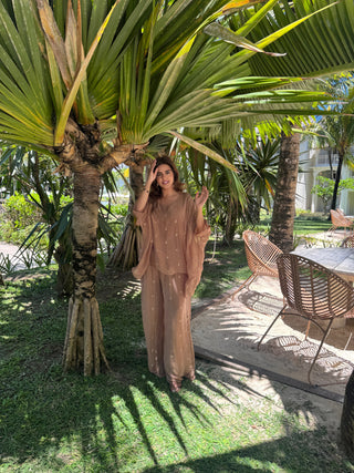 Beige paisley chiffon coord- pina