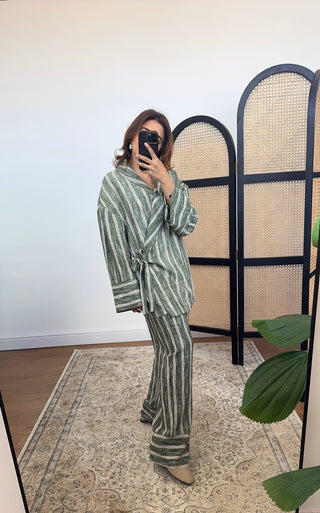 Green stripe wrap over coord - bria - Fash Focused
