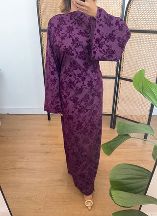 Plum fishtail velvet detail dress- laya