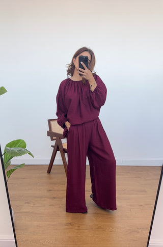 Wine casual coord - Rida - Fash Focused