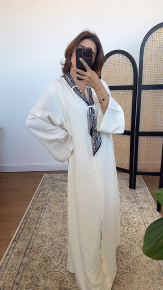 White neck scarf dress- Mara - Fash Focused