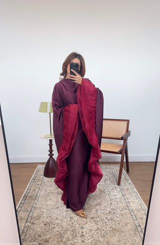 burgundy frill kaftan -layana