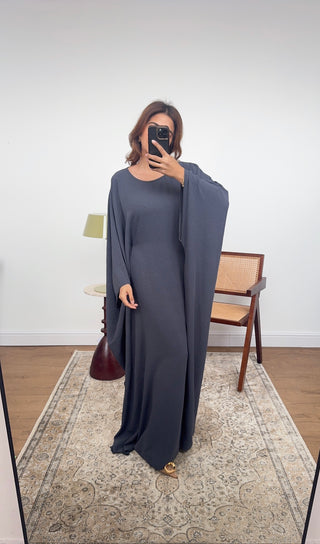 Grey basic butterfly abaya- gia - Fash Focused