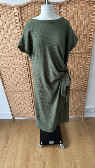 Olive ruched wrap dress OUTLET - Fash Focused