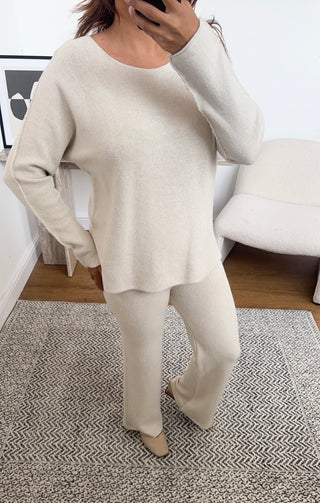 Cream basic knit coord - ema - Fash Focused