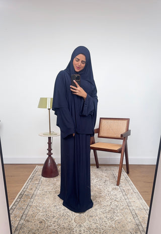 navy jersey khimar set- haya - Fash Focused