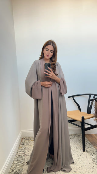 Open abaya Grey- Fariba - Fash Focused
