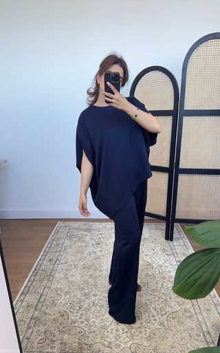 Navy Assymetric jogger coord- lici - Fash Focused