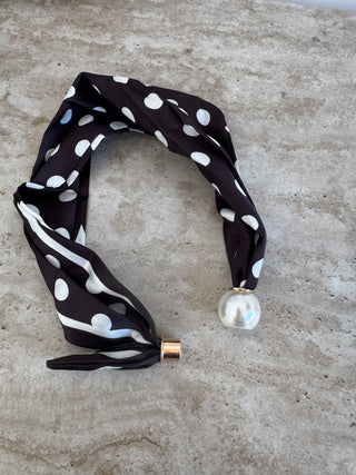 Polka dot magnetic pearl neck scarf - Fash Focused