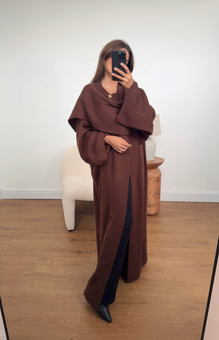 Aleah cardigan with scarf in coco - Fash Focused