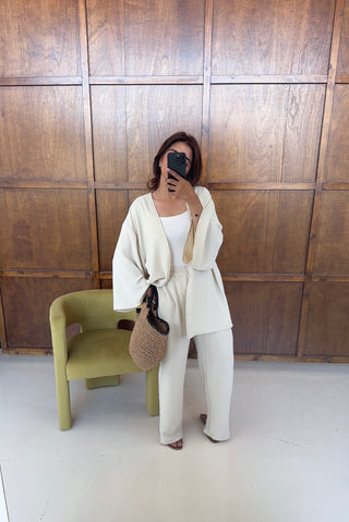 Cream basic relaxed set-solene