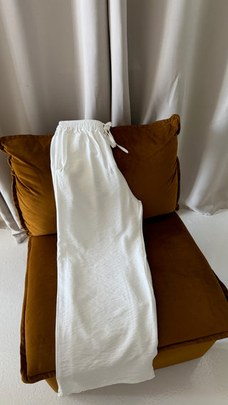 White linen feel trousers - Fash Focused