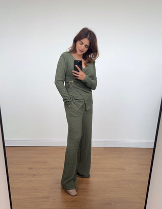 Olive ruched wrap coord - Yenvi - Fash Focused