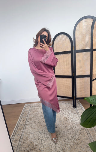 Rose Assymetric lace detail top- jaia - Fash Focused