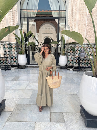 sage long sleeve dress- zaneta - Fash Focused