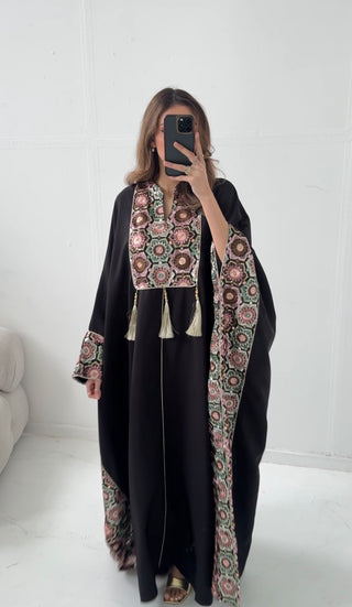Luxury black embroidered kaftan - ilya - Fash Focused