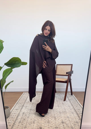 coco scarf coord with gold brooch- arya