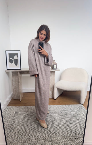 Taupe high neck knit dress- ARA - Fash Focused