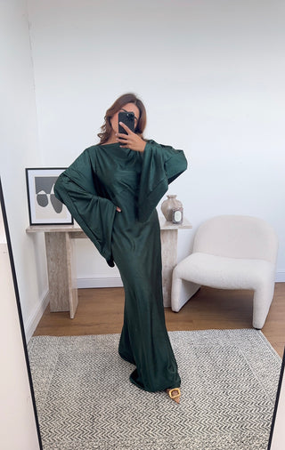 Emerald fishtail dress with back tie- tamara - Fash Focused