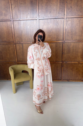 Ivory regal floral skirt coord - rose - Fash Focused