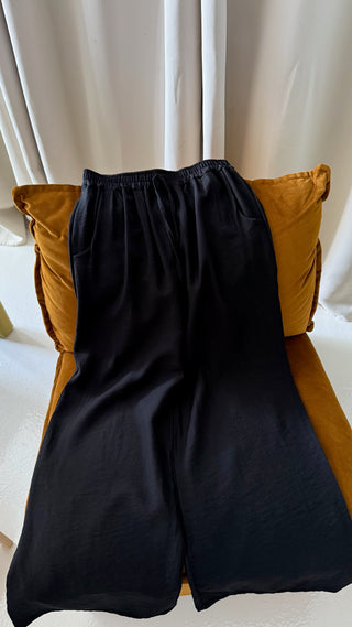 Black linen feel trousers - Fash Focused