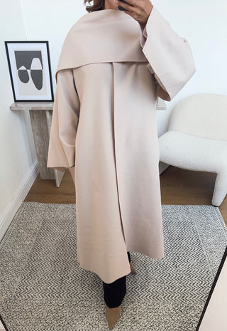 Cream long scarf cape jacket- daria - Fash Focused