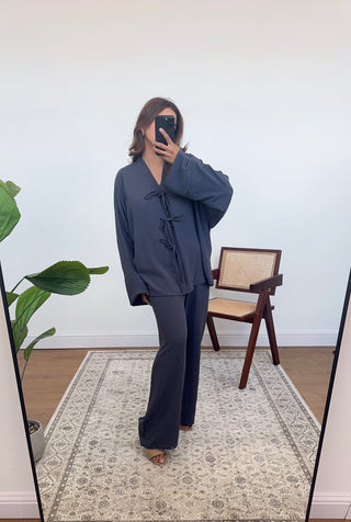 Charcoal bow coord-hari - Fash Focused