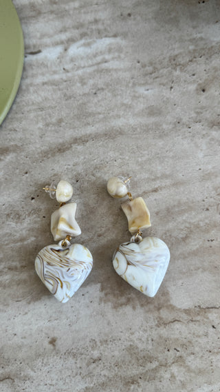 Valencia marble heart earrings - Fash Focused