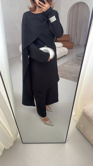Black draped coord set- atheer
