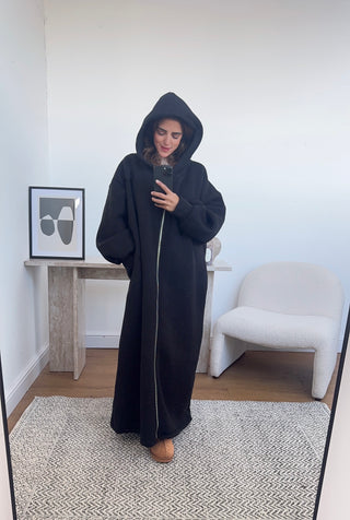 Black zip hoodie dress- naya - Fash Focused