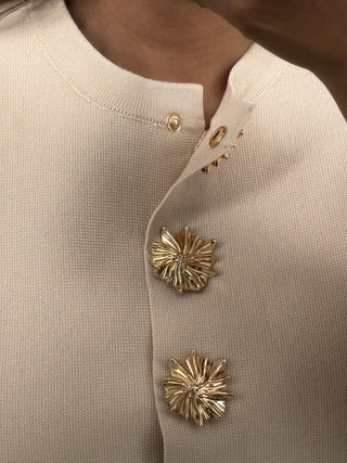 Cream  peplum coord with gold buttons - Bella - Fash Focused