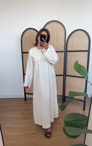 Cream embroidered dress- sania