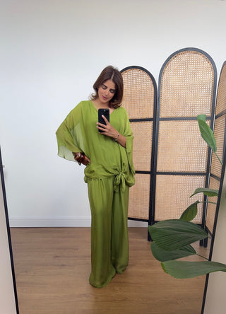 Lime luxe chiffon silk coord- lili