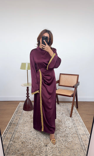 Plum dress with lace detail- elara