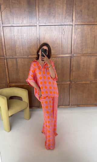 Orange chain print coord- monaco